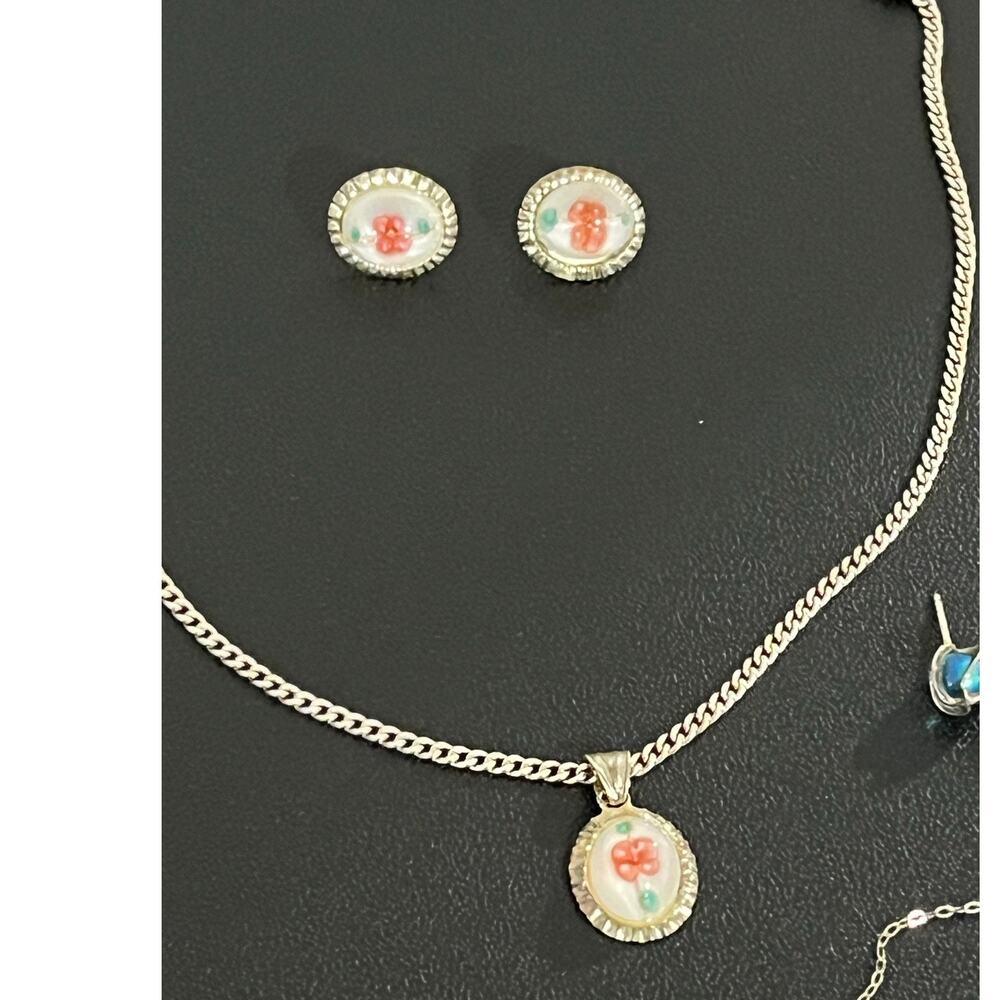 Sterling Silver Jewelry Lot 925 Mexican Silver Chain Earrings Pendant 19.42g - Picture 4 of 16